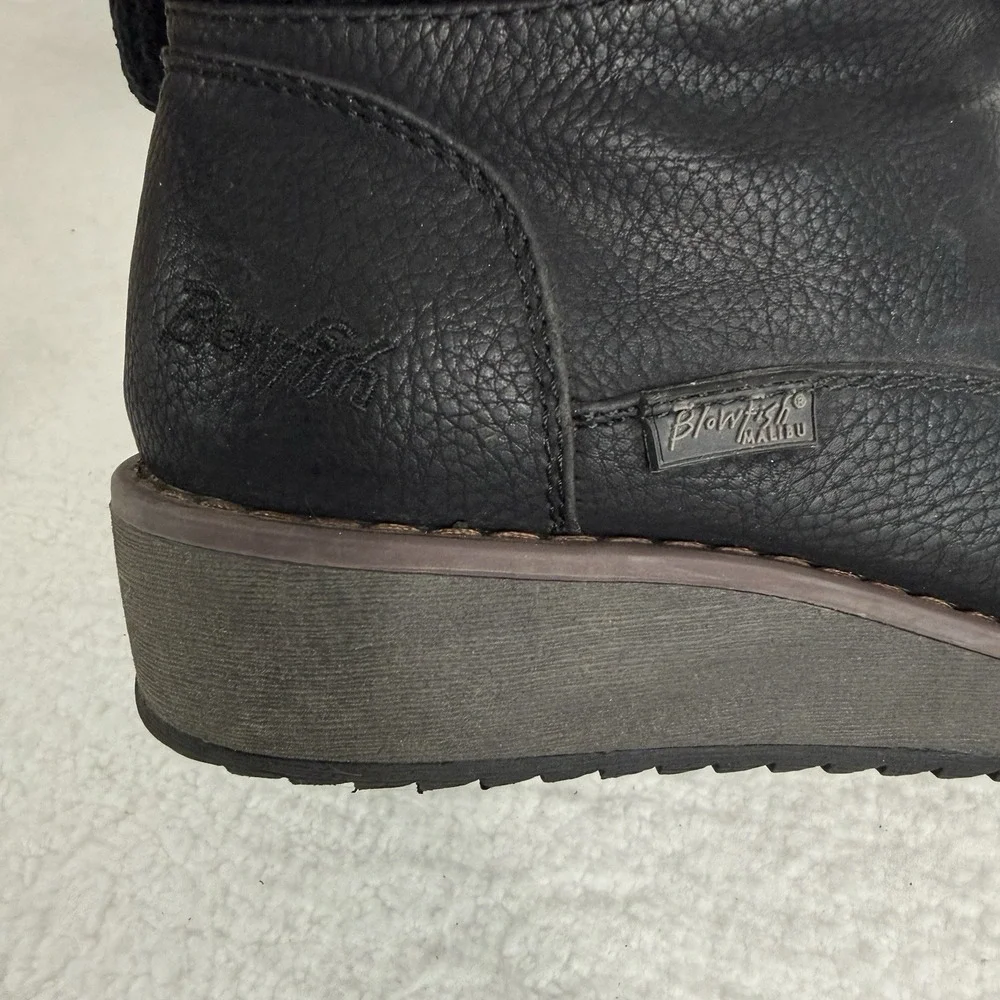 Blowfish Malibu Comet Lace‎ Up Ankle Bootie Knit Cuff Size 7.5 Black Gorpcore